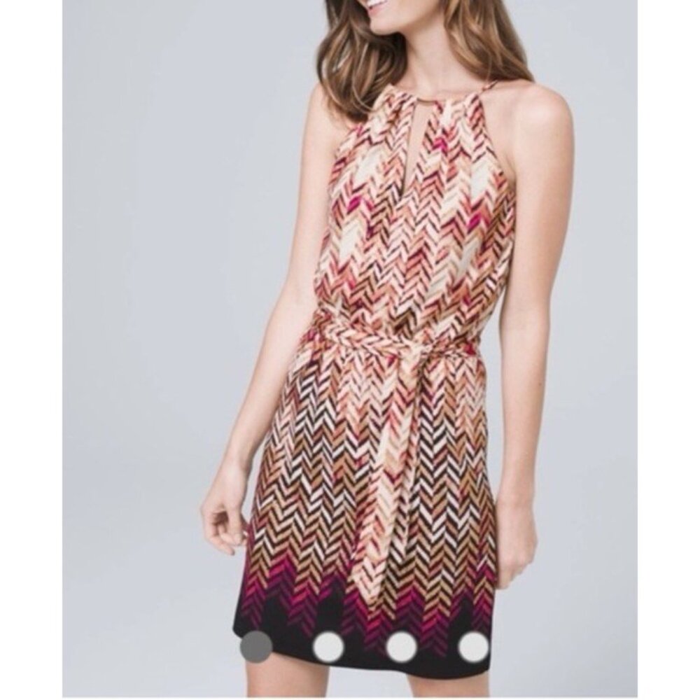 WHBM Sheath Dress XS Extra Small Gold Maroon Cream Metallic Sleeveless Summer